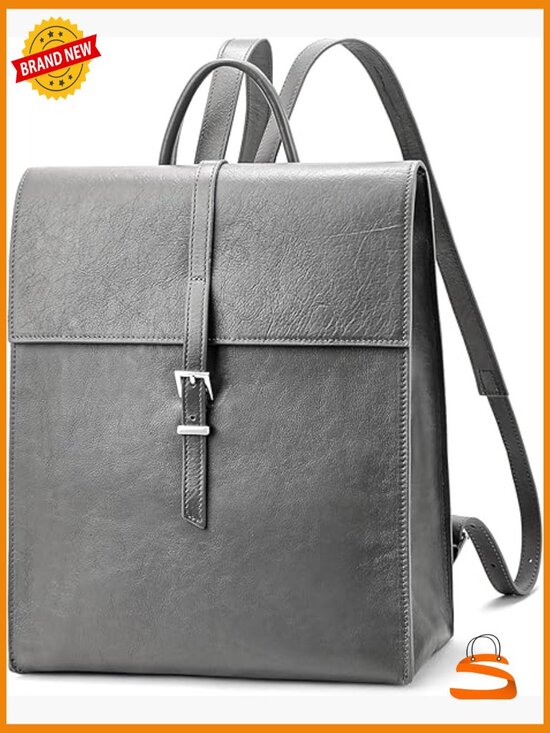 Leather Backpack 14-Inch Laptop Compartment Work Business main image 7